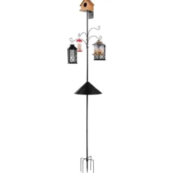 Fågelmatningsstation 2370 mm, med 4 krokar, Stativ för vildfågelmatare, hög stabilitet