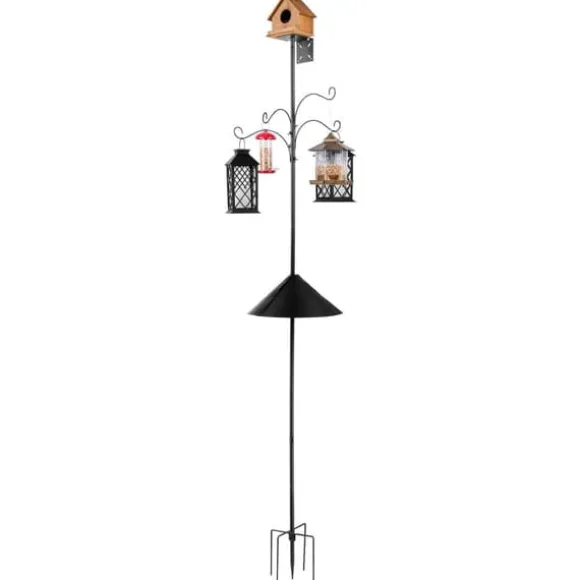 Fågelmatningsstation 2370 mm, med 4 krokar, Stativ för vildfågelmatare, hög stabilitet