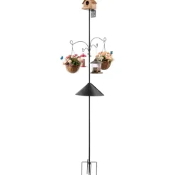 Fågelmatningsstation 2370 mm, med 4 krokar, Stativ för vildfågelmatare, hög stabilitet