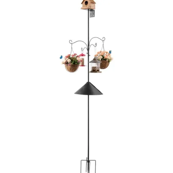 Fågelmatningsstation 2370 mm, med 4 krokar, Stativ för vildfågelmatare, hög stabilitet