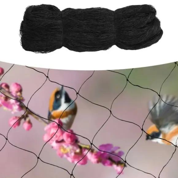 Fågelnät & Voljärnät - Skyddsnät - Storlek 30 x 15 m - Maskstorlek 5 x 5 cm - Polyester - Rektangulär - För trädgård, balkong, damm - Svart