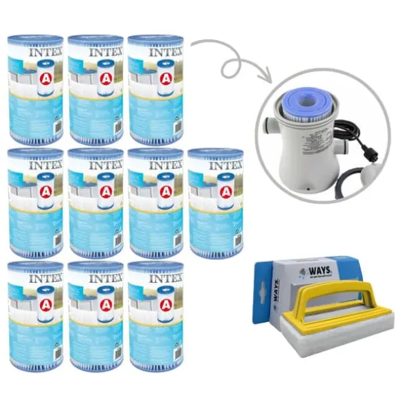 Filter Typ A - Intex - 10 stycken - Lämplig för filterpump 28604GS/28638GS/28636GS & WAYS skurborste