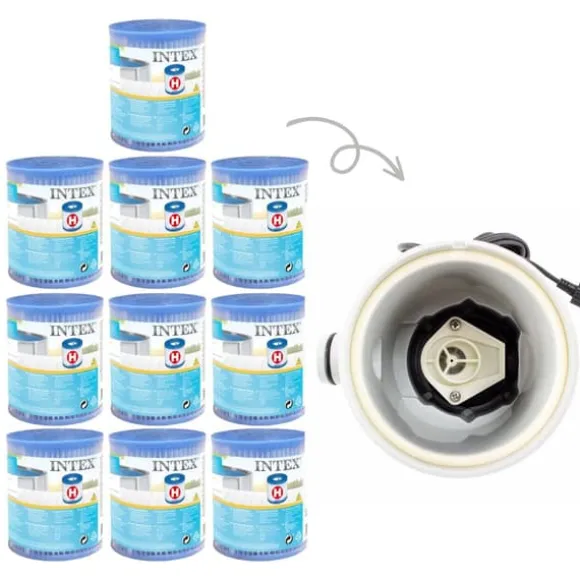 Filter Typ H - Intex - lämplig för filterpump 28602GS - 10 stycken & WAYS skurborste
