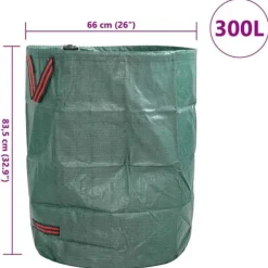 Fällbar Trädgårdssop påse med handtag 4 st | Kapacitet: 300 L | Färg: Grön