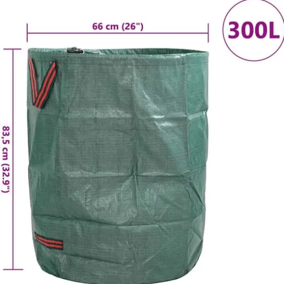 Fällbar Trädgårdssop påse med handtag 4 st | Kapacitet: 300 L | Färg: Grön