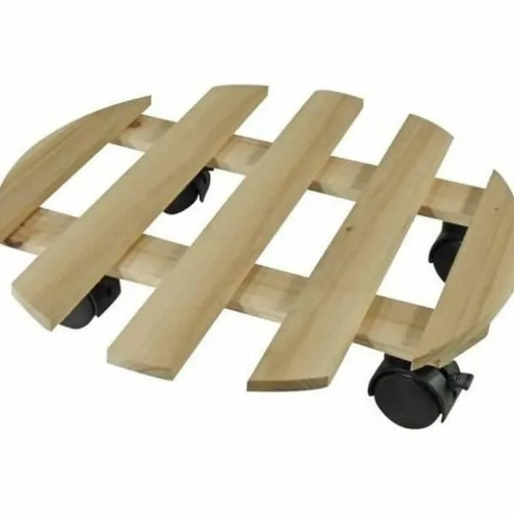 Flowerpot Standt with Wheels Nature Natural Fir wood