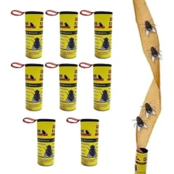 Flugfälla Papper Flugfångare Strips, 8st Frukt Flugfångare Bugs Sticky Stripes, Effektiv Flugband Rullfälla för H[H325]