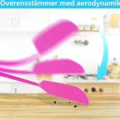 Flugknäckare, 5-pack plast, flugknäckare med långt skaft, stora insektsknäckare, fungerar för inomhusbruk och utomhusbruk (50*14cm)