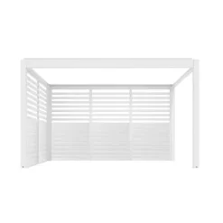 FÖNSTER I ALUMINIUM MED GLIDDÖRRAR OCH JUSTERBART PERSIENNER FÖR EN SIDAN PÅ 3 METRER VIT