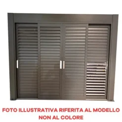 FÖNSTER I ALUMINIUM MED GLIDDÖRRAR OCH JUSTERBART PERSIENNER FÖR EN SIDAN PÅ 3 METRER VIT