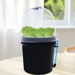 Fogponics hydroponiskt system - Inomhus odlingskit - 8 odlingsplatser - Automatisk dimcykel - Timer 60/30 min - 12–24 V DC - 27×27×29 cm - Svart