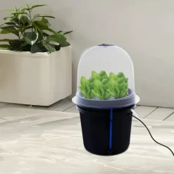 Fogponics hydroponiskt system - Inomhus odlingskit - 8 odlingsplatser - Automatisk dimcykel - Timer 60/30 min - 12–24 V DC - 27×27×29 cm - Svart