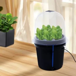 Fogponics hydroponiskt system - Inomhus odlingskit - 8 odlingsplatser - Automatisk dimcykel - Timer 60/30 min - 12–24 V DC - 27×27×29 cm - Svart