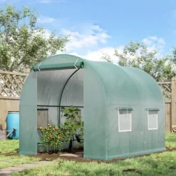 Folietunnel 245x200x198 cm med fönster, tomatväxthus/odlingstunnel, grön