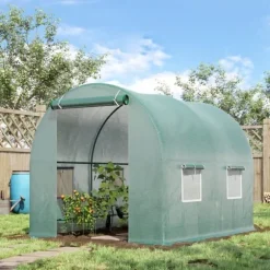 Folietunnel 245x200x198 cm med fönster, tomatväxthus/odlingstunnel, grön