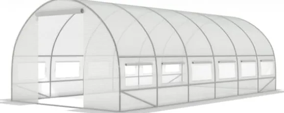 Folietunnelväxthus med fönster 600 x 300 x 200 cm Vit