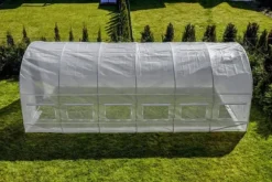 Folietunnelväxthus med fönster 600 x 300 x 200 cm Vit