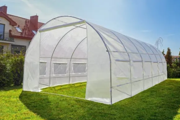 Folietunnelväxthus med fönster 600 x 300 x 200 cm Vit