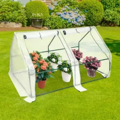 Folieväxthus - Trädgårdsväxthus - 180×90×90 cm - Upprullningsbar dörr - Förstärkt PE-duk - Järnram - Vattentät - Grön/Vit