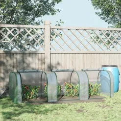 Folieväxthus 295x100x80 cm, stål, transparent, med dörr