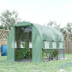 Folieväxthus 2,95x2x2 m, gåbart, 6 fönster, UV-skydd – för trädgårdsodling