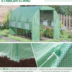 Folieväxthus 2,95x2x2 m, gåbart, 6 fönster, UV-skydd – för trädgårdsodling