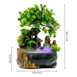 Fontän, Elegant Borddesign, Avkopplande Vattenfunktion,Brun och Grön