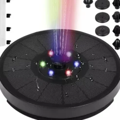 Fontän med Batteri & LED - Solcellsfontän / Vattenfontän - Solcell