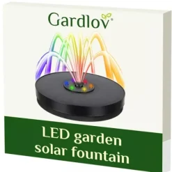 Fontän med Batteri & LED - Solcellsfontän / Vattenfontän - Solcell