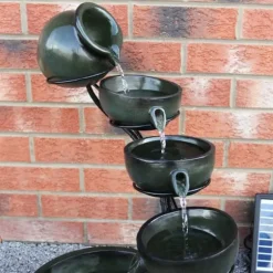 Fontän Rinnande Skålar med Solcell - Grön | Trädgård Dekoration