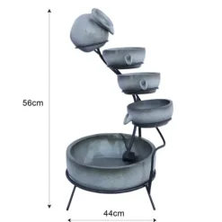 Fontän Rinnande Skålar med Solcell - Grå | Trädgård Dekoration