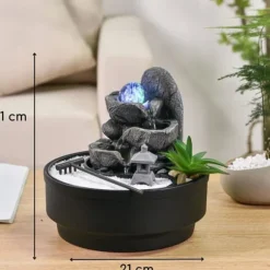 Fontän Trädgård Zen - Zen'Light - Bogota - LED-belysning - Avslappnande atmosfär - 21x21x21 cm