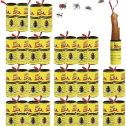 ForHome 32 stycken pappersflugfångare, pappersflugdödare, klibbigt flugpapper, klibbiga revbensfällor i rulle D268