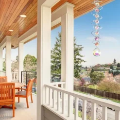 Färgglad kristall solfångare vindspel med spiraldesign, roterande dekor för fönster, trädgård, bröllop