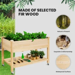 Förhöjd planteringsbädd, 121×60×84 cm, Naturalfärgad