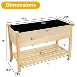 Förhöjd planteringsbädd, 121×60×84 cm, Naturalfärgad
