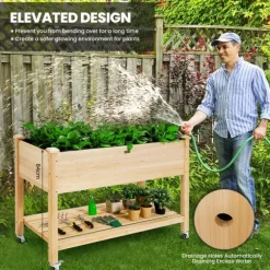 Förhöjd planteringsbädd, 121×60×84 cm, Naturalfärgad