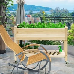 Förhöjd planteringsbädd, 121×60×84 cm, Naturalfärgad