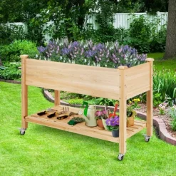 Förhöjd planteringsbädd, 121×60×84 cm, Naturalfärgad