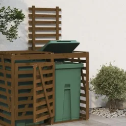 Förlängning till skjul för sopkärl honungsbrun massiv furu