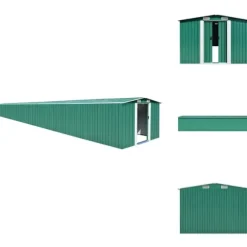 Förråd & Redskapsbodar - Living Trädgårdsskjul grön 257x990x181 cm galvaniserat stål