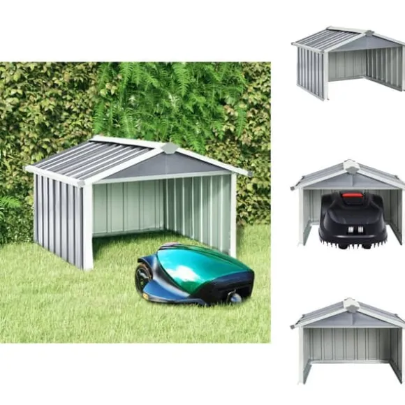 Förråd & Redskapsbodar - Living Skjul för robotgräsklippare 92x97x63 cm galvaniserat stål grå