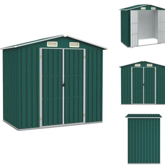 Förråd & Redskapsbodar - Living Trädgårdsskjul grön 205x129x183 cm galvaniserat stål