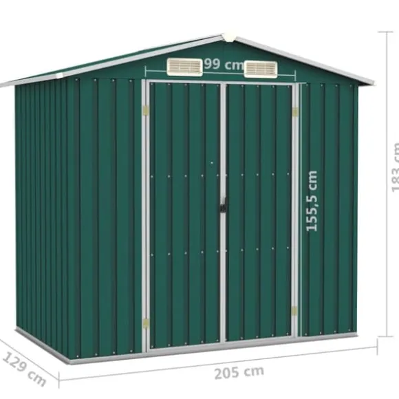 Förråd & Redskapsbodar - Living Trädgårdsskjul grön 205x129x183 cm galvaniserat stål
