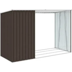 Förråd & Redskapsbodar - Living Vedskjul brun 245x98x159 cm galvaniserat stål