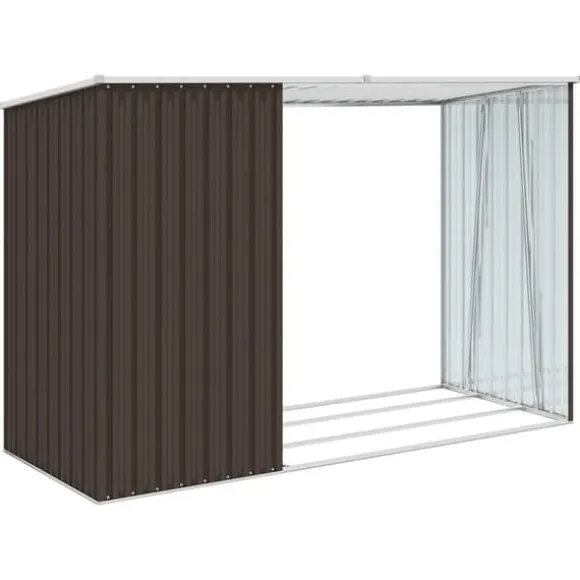 Förråd & Redskapsbodar - Living Vedskjul brun 245x98x159 cm galvaniserat stål