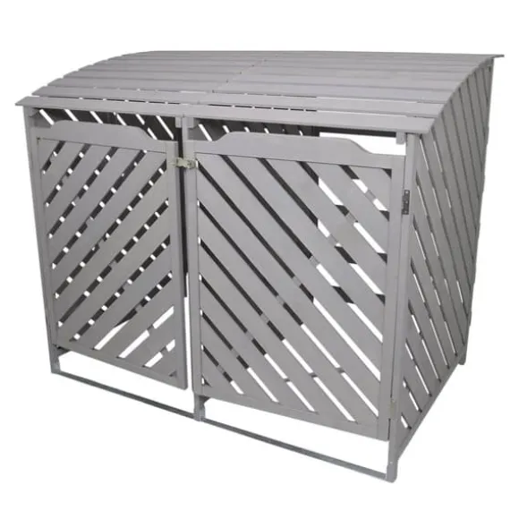 Förråd för 2 x 240 Liter Soptunnor med Lock Gråmålat Granträ Förvaringsbod Bod Skjul Trädgård Trädgårdskjul Utomhus Förvaring Låsbar + Monteringskit | CDON