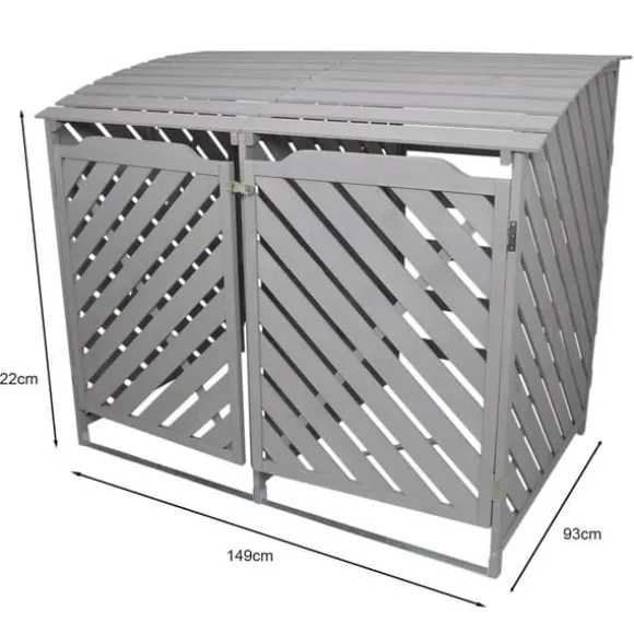 Förråd för 2 x 240 Liter Soptunnor med Lock Gråmålat Granträ Förvaringsbod Bod Skjul Trädgård Trädgårdskjul Utomhus Förvaring Låsbar + Monteringskit | CDON