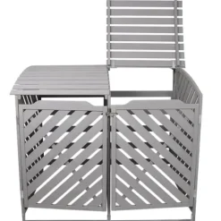 Förråd för 2 x 240 Liter Soptunnor med Lock Gråmålat Granträ Förvaringsbod Bod Skjul Trädgård Trädgårdskjul Utomhus Förvaring Låsbar + Monteringskit | CDON