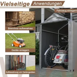 Förråd 187x100x160 cm, cykelgarage, trädgårdsskjul, lagerzelt, mörkgrå